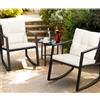 Set Tavolo e Poltrone Dondolo da Esterno Giardino Polyrattan con Cuscini Lavabil