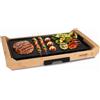 HOOMEI Bistecchiera Base in Bamboo Piastra Griglia Elettrica Regolabile 2200W HM-5980