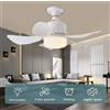 DUTRIEUX VENTILATORE SOFFITTO MURO CON TELECOMANDO 5 PALE 1 LUCE LAMPADA LED 45 CM