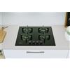 Indesit Piano Cottura 4 Fuochi a Gas Fornello INDESIT in Vetro NERO con Griglie in Ghisa