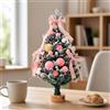 Mini Albero di Natale con Base in Legno Innevato per Scrivania, Caminetto