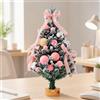 Mini Albero di Natale con Base in Legno Innevato per Scrivania, Caminetto