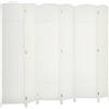 HOMCOM Paravento Divisorio Pieghevole a 6 Ante Intrecciato 240x170 cm Bianco