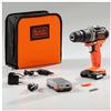 Black&Decker Trapano Avvitatore con Batteria 12V 1,5 Ah - 1250 Giri/Min - BDCHD12S1 Kit B&D