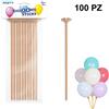 Sweeping party 100 Bastoncini con valvole in carta per palloncini o mylar Gofiati ad aria Eco