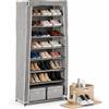 Danyx Armadio Scarpiera Salvaspazio 9 Ripiani TNT Struttura Metallo 58x32 h157 cm