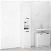 Mobile a Colonna Armadietto Salvaspazio da Bagno 4 Ripiani Interni 2 Ante H188cm