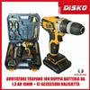 HOTECHE AVVITATORE TRAPANO 18V DOPPIA BATTERIA DA 1.3 AH 10MM + 47 ACCESSORI VALIGIETTA