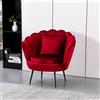 EffeZeta Poltrona a conchiglia Orel in velluto UF910-11 rosso e gambe nere