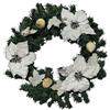 Nataluna Corona Dietro Porta Natalizio Ghirlanda con Bacche e Foglie Bianche - 55cm