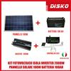 KIT FOTOVOLTAICO ISOLA INVERTER 2000W PANNELLO SOLARE 100W BATTERIA 100AH
