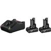 Bosch 1600A01B20,Kit 2x Batterie 12V 6.0Ah + Caricabatteria