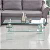 EffeZeta Tavolino Gelso con doppio piano in vetro temperato 100x55x44 H cm.
