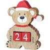 FGF Calendario Avvento di Natale orsetto in legno legno cubi Decorativo 13,5x17cm