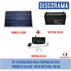 KIT FOTOVOLTAICO ISOLA CONTROLLER 30 A PANNELLO SOLARE 100W BATTERIA 100AH
