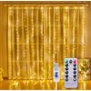 TENDA LUCI LED 3x3M 300 LED NATALE TENDA LUMINOSA IMPERMEABILE LUCE GIALLA CALDA