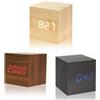 Hongu Cubo Orologio Sveglia Digitale Con Luce LED Termometro Data Legno Display tavolo
