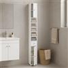 Colonna da Bagno Bianca 20x20 H180 cm Mobile Alto con 2 Ante Cassetto e Ripiani
