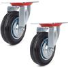 Hongu 2 Ruote piroettanti carrello girevole rotella 125mm Piastra Di Fissaggio gomma