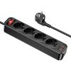 HOCO PROLUNGA 1.8 METRI MULTIPLA 4 SCHUKO + 2 USB 18W +1 USBC 20W BLACK 7969A7A