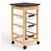 Danyx Carrello Cucina Legno 3 Cestelli Acciaio Top Nero 1 Cassetto Salvaspazio Noce Na