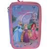 DISNEY Astuccio Portacolori Scuola 3 Zip Principesse Disney Completo