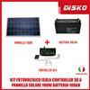 KIT FOTOVOLTAICO ISOLA CONTROLLER 30 A PANNELLO SOLARE 100W BATTERIA 100AH