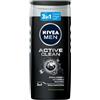 Beiersdorf NIVEA MEN Active Clean, gel doccia (250 ml), pH neutro, con profumo maschile, gel doccia da uomo con carbone attivo per corpo, viso e capelli