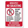 SmartSign Pannello ed etichetta Absolutely No Soliciting Pannello riflettente in alluminio, 25,4 x 17,8 cm.