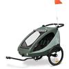hauck Rimorchio Bici 2in1 & Passeggino con Sospensioni, Dryk Duo PLUS Green | 2 Bimbi 6 mesi a 22 kg/120 cm/ 4 anni, con timone, bandierina, bagagliaio, pieghevole, per bicicletta, e-bike e pedelec