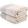 Foutastic Set di asciugamani premium (2 pezzi), marrone chiaro, 50 x 90 cm, 100% microfibra, 450 g/m², lavabile in lavatrice a 40 °C, morbidi e assorbenti