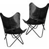 PARRYS LEATHER WORLD Set Di 2 Sedie Farfalla Pieghevoli In Vera Pelle Di Bufalo Nero