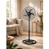Opviq Kumtel Ventilatore ad alte prestazioni, nero, 60 W, 50 x 50 x 132 cm, 5 pale in metallo, 3 livelli di velocità, oscillazione a 70°, altezza regolabile, versatile per pavimento, parete e uso in