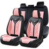 Coverado Set completo di coprisedili per auto, coprisedili in pelle, accessori per auto, universali, adatti per la maggior parte delle berline, SUV, pick-up (nero e rosa)