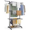 VOUNOT® Stendino Verticale a 4 Livelli 126x63x170 cm, Stendibiancheria Grande Capacità Pieghevole con Ruote e Ali Laterali, Uso Interno ed Esterno, Grigio