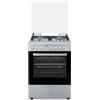 Svan Cucina mista gas butano, 4 zone di cottura, forno 56 l, acciaio inox, SKMW4601X. Controllo manuale, bruciatore WOK tripla fiamma, 6 programmi di cottura, vano bombola, vetro su porta a doppio