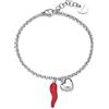 S'Agapõ Bracciale Cornetto Rosso Portafortuna Con Cuore Donna Acciaio Sagapo SFE16