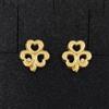 Orecchini Oro 18K 750 Mls. Trifogli Con Zirconie. 9,6 Mm.