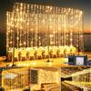 Tenda Luminosa 300 LED 3x3m Luci Natale con Spina e Timer 8 Modalità Catena