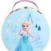 AIR-VAL INTERNATIONAL Disney Frozen Valigetta rotonda per il trucco per bambini, con lucidalabbra, ombretto, smalto e specchio, set completo di bellezza in valigetta glitterata
