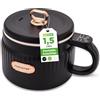 NutriChef Cuoci Riso Elettrico 1,5 Litri, Multi-Funzione con Rivestimento Antiaderente in Ceramica, Pannello Digitale, 6 Funzioni: Riso, Zuppe, Stufati, Porridge Istantaneo, Nero