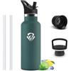 Mulbijeo Borraccia Termica 500ML, 18/8 Acciaio Inox, Bottiglia Termica Bambini, Senza BPA, Termos, Sottovuoto a Doppia Parete, Bottiglia Termiche con Cannuccia, Borracce per Scuola, Verde militare