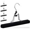 Relaxdays Set da 5 Grucce per Pantaloni, Legno, Rivestimento in Velluto Antisciv