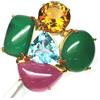 PNG 925 Argento Sterling Agata Verde, Citrino, Rubino E Topazio Misura Anello 6.75