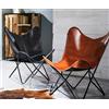 PARRYS LEATHER WORLD Sedia a Farfalla In Pelle Vera Pieghevole Set Relax da Salotto 2 Nero Tan
