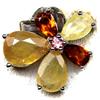 PNG Ciondolo 925 Sterling Silver Zaffiro Giallo e Tormalina in Oro Bianco Placcato