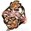PNG Anello In Argento 925 PNG Zaffiro Rosa Naturale Two Tone Artigianale Mis. 6.75