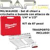 MILWAUKEE - Set di chiavi a cricchetto e bussole con attacco 1/4" e 1/2" - 87 pz