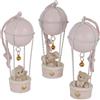 Subitodisponibile 3 PZ MONGOLFIERA in resina ROSA con orsetto 12 cm BOMBONIERA 1FKC