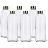 BrandPrint SET DI 6 BOTTIGLIE IN VETRO 1 LITRO TAPPO A VITE ACCIAIO INOX MOD. EOS